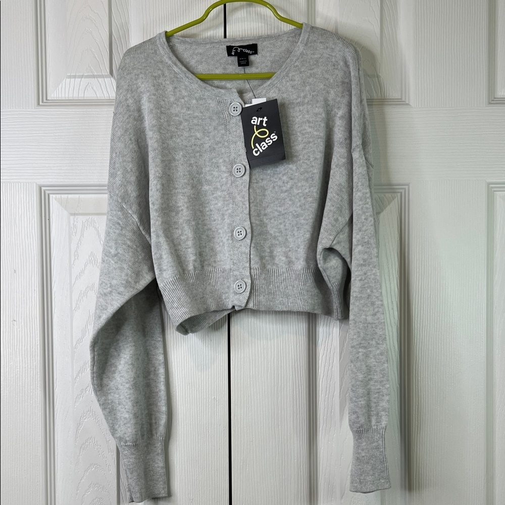Art Class Girl's Light Gray Button-Front Sweater Size S (6/7)